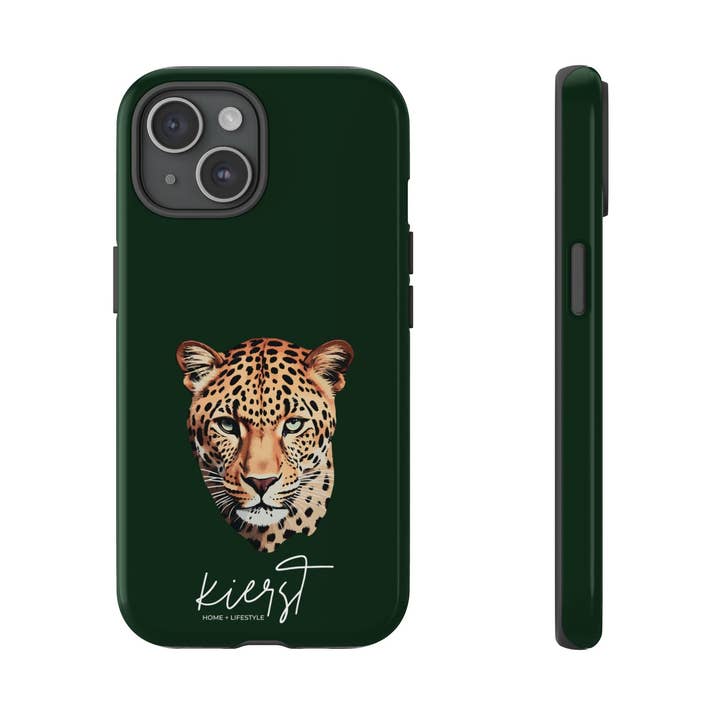 Leopard Head on Signature Midnight Pine iPhone Case | Designed to Stand Out for wholesale by kierst