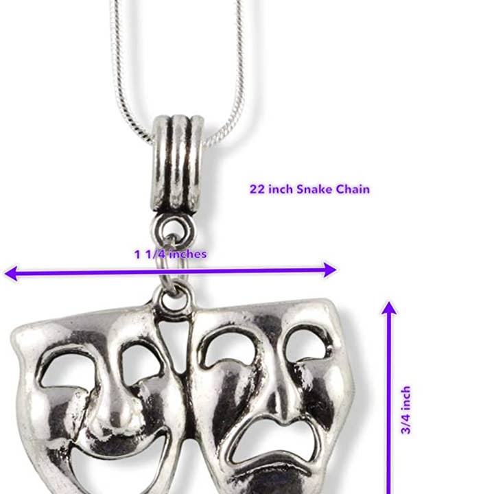 Dave The Bunny – Colar pingente/pendente por atacado – Colar Thespian | Joias de teatro ou máscaras dramáticas Joias para mulheres, homens e qualquer ator ou diretor Um ótimo presente como colar de atuação ou colar de teatro ou colar de comédia e tragédia para atores1