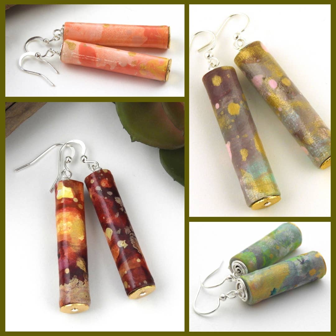 Allison Lake Handmade - Wholesale Dangle Earrings - Abstract Eco-Friendly Painted Paper Bead Earrings | Bundle2