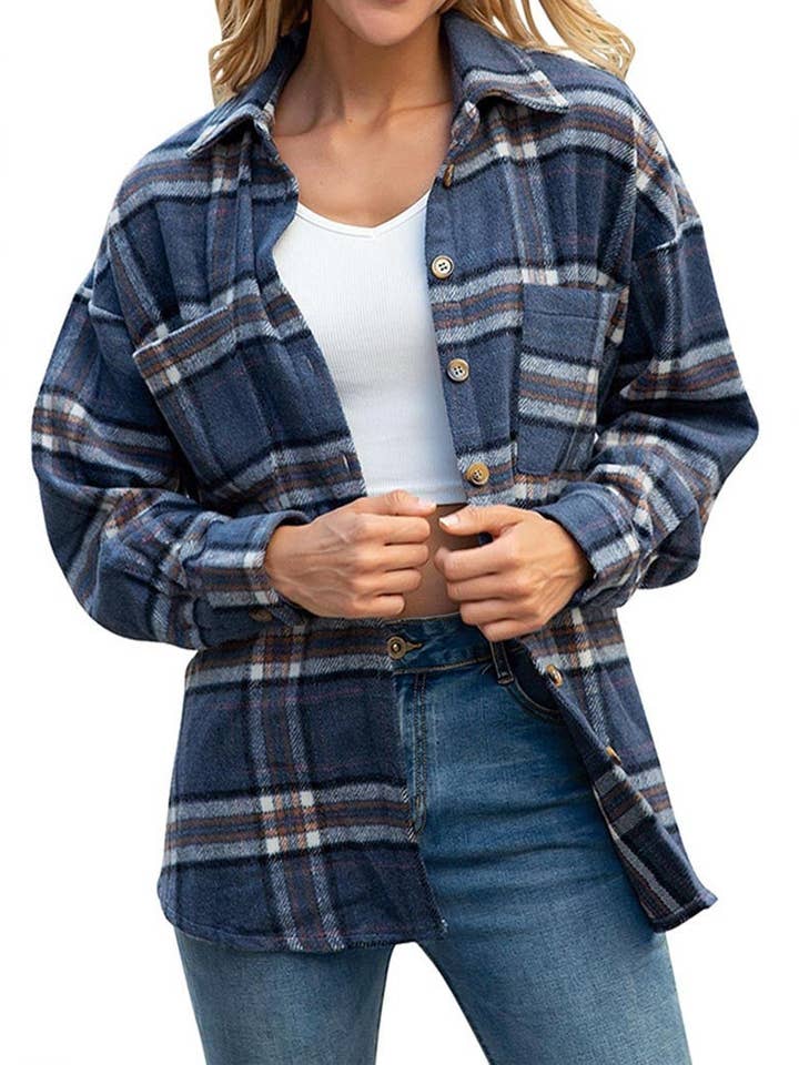 safistyle - Wholesale Shirt Jacket/Shacket - Women's - Plaid Button-Up Overshirt Jacket1
