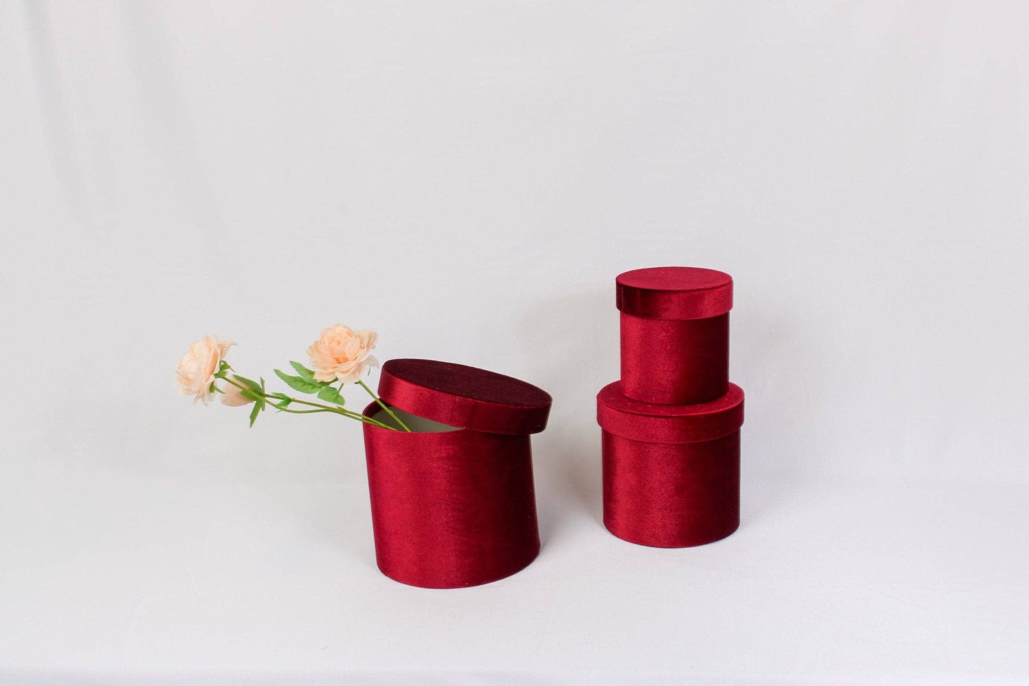 Elegant Design Supply - Wholesale Gift Box - Velvet Round Flower Hat Box with Lid19