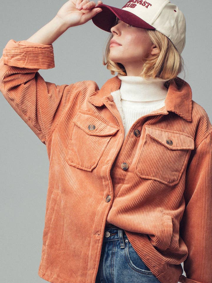 Corduroy Sherpa Lined Button Down Jacket for wholesale by Fashion Week