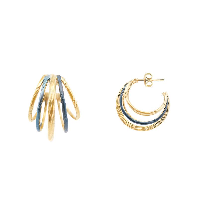 AMORINO SRL - Wholesale Hoop Earrings - ENAMELLED MULTI-CIRCLE EARRINGS - YNK2480B7020