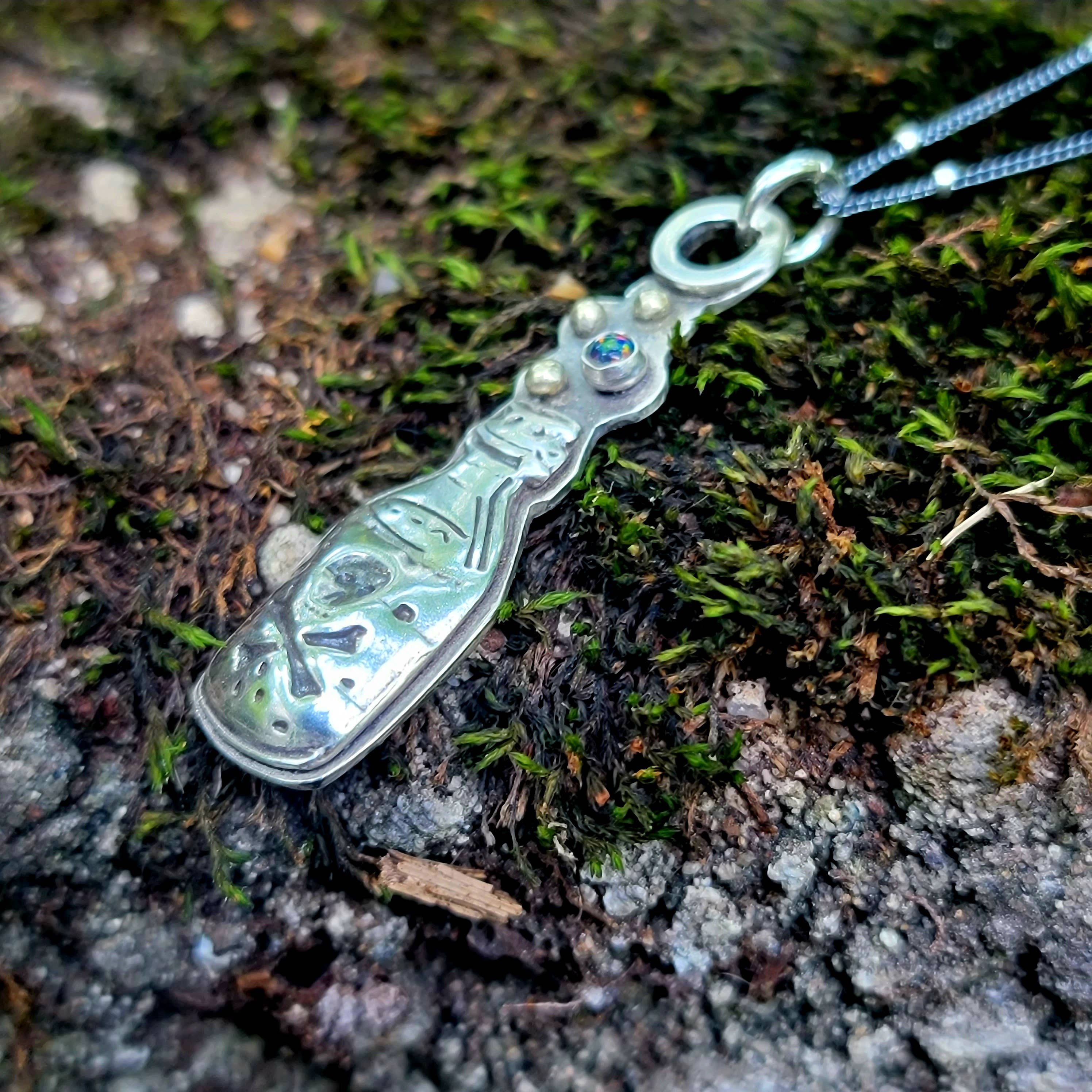 Verdilune - Wholesale Pendant/Charm Necklace - Poison Potion Bottle Pendant in Ster. Silver with Black Opal4