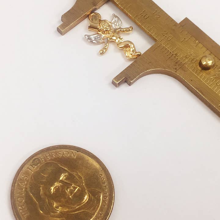 The Bead Bazaar - Wholesale Individual Charm/Pendant - 18K Gold Filled Guardian Angel Pendant, Angel Jewelry, Dainty Angel Charm, Religious Charm, Large Angel Pendant, Gold Angel Charm, Christian Charm