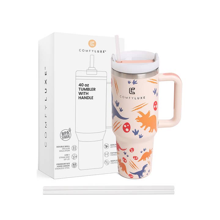 Hana - Wholesale Insulated Mug/Tumbler - Dinosaurs 40oz Handle Tumbler