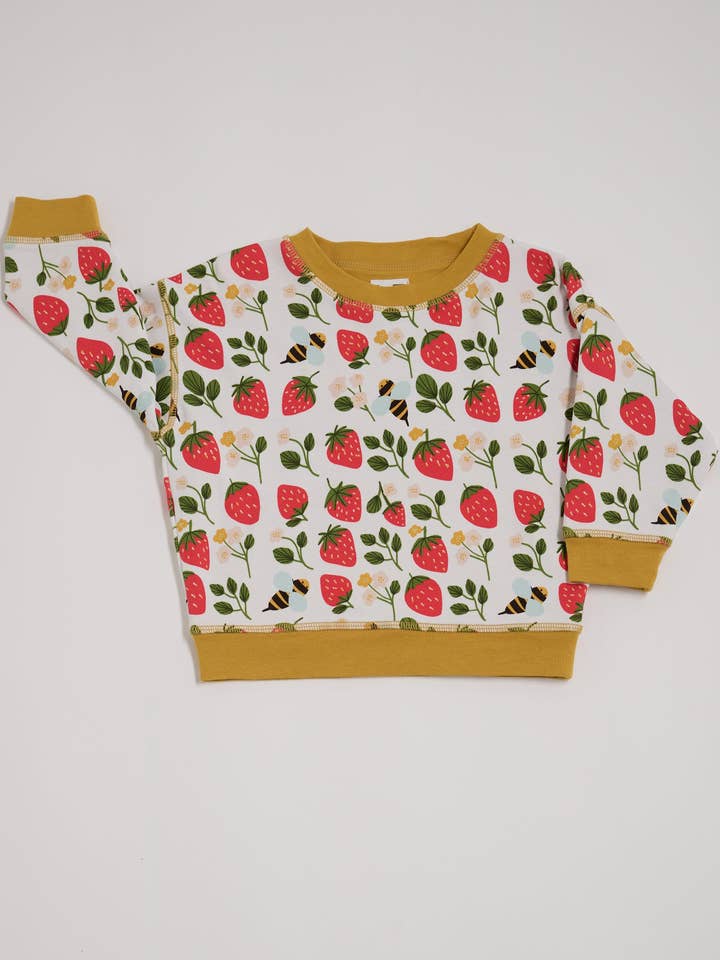 Strawberry Fields Honey Reversible Sweatshirt for wholesale by Playtime Prints