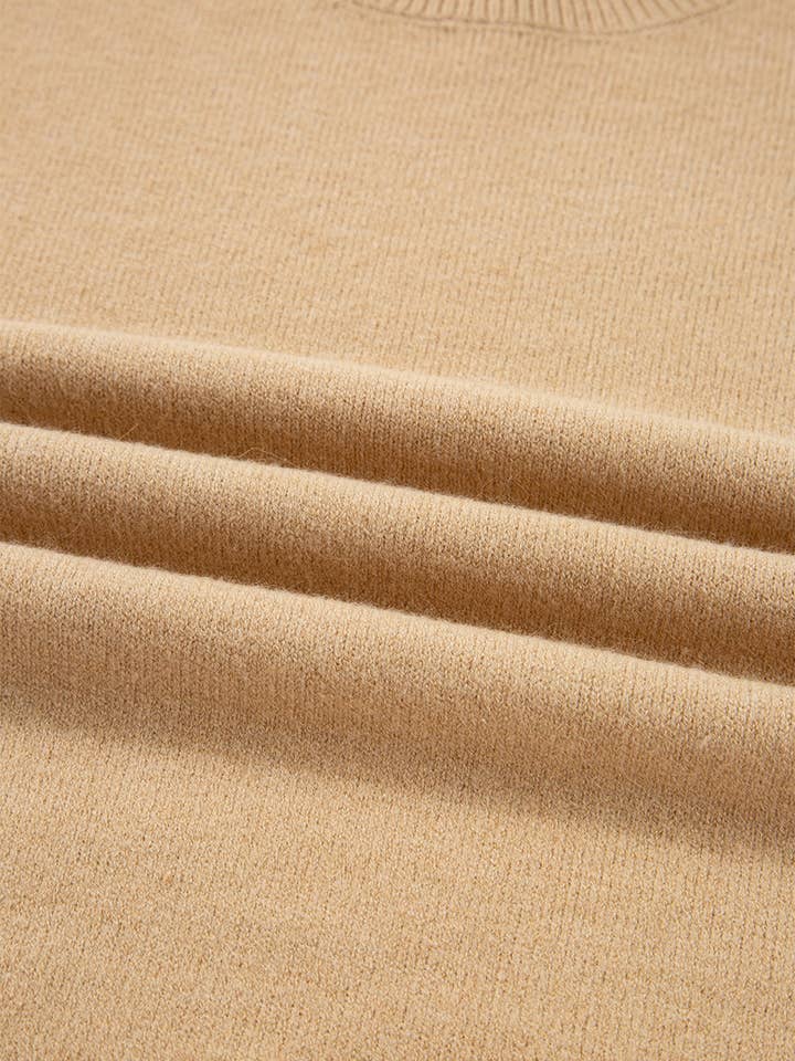 Tan Ava Cuff Contrast Trim Sweater for wholesale on Faire13
