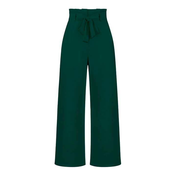 Suhkasana - Wholesale Pants - Women's - Women's Wide-Leg Trousers with Belt Casual Commuter Pants2