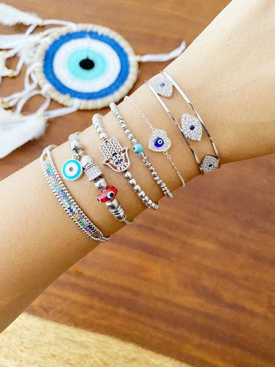 Evileyefavor - Wholesale Cuff Bracelet - Silver Evil Eye Bracelet, Evil Eye Cuff Bracelet, Greek Evil Eye Jewelry7