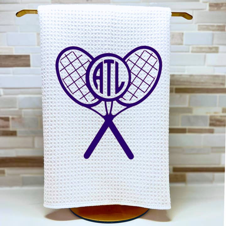 Cottage & Club - Wholesale Tea towel - Tennis Monogram Cross Racket Tea Towel6