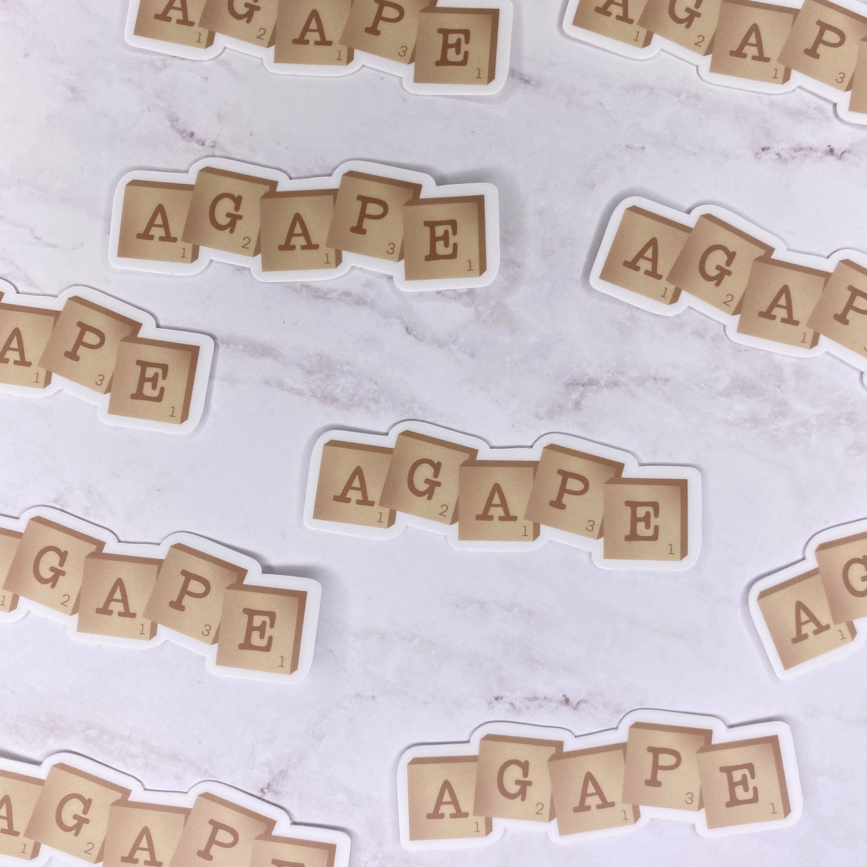 Scarlet Sunday Design Co - Wholesale Sticker - Agape Scrabble Sticker, Christian Sticker, Love Sticker4
