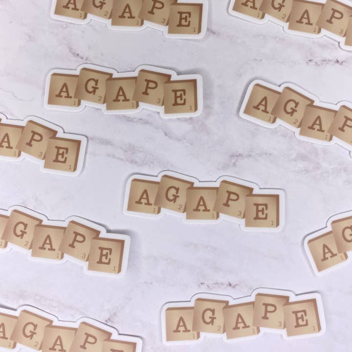 Scarlet Sunday Design Co - Wholesale Sticker - Agape Scrabble Sticker, Christian Sticker, Love Sticker4