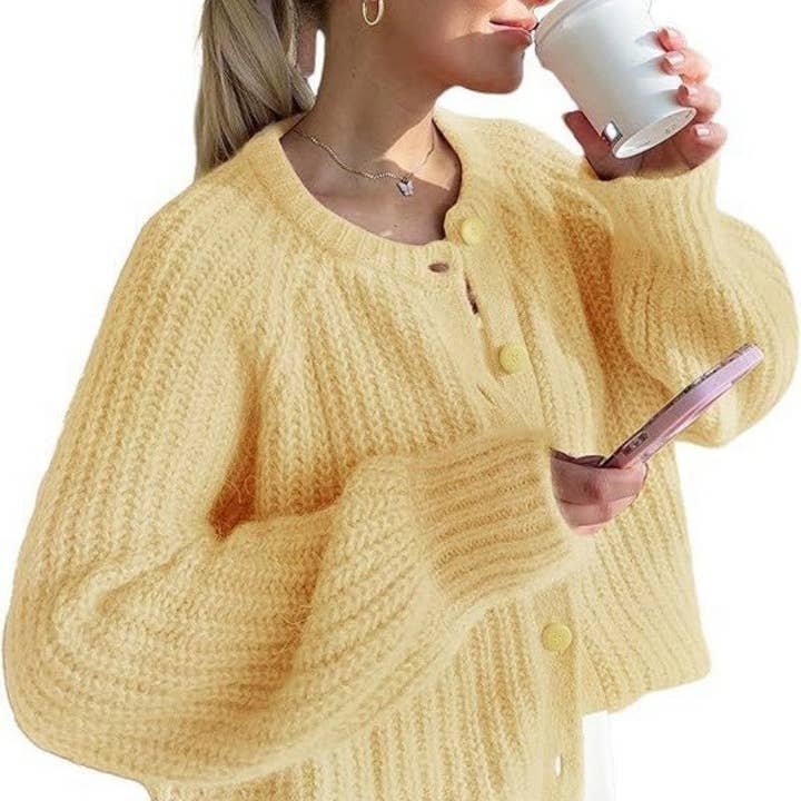 MoodGold - Wholesale Cardigan - Women's - Solid Color Women's Knit Cardigan Long Sleeve Sweater3