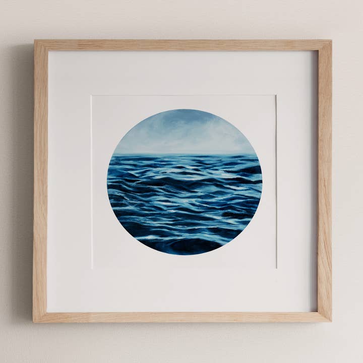 'Porthole' Coastal Blue + White Water Art Print + Wall Decor for wholesale by Coleman Senecal Art