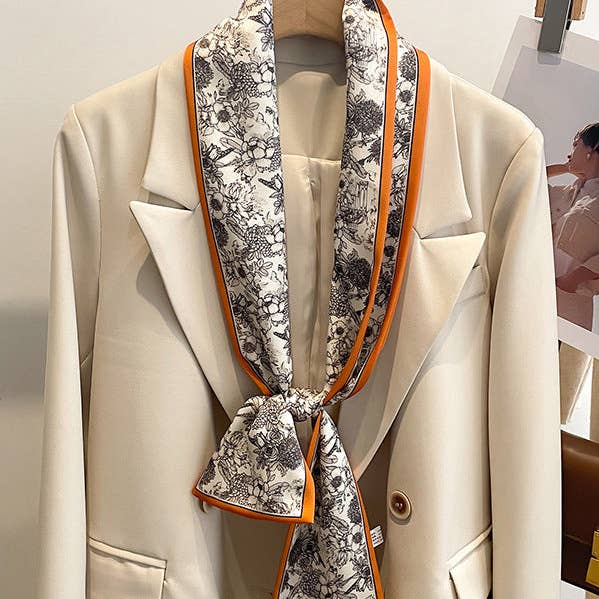 Contrast Color Floral Printed Hair Band Scarf for wholesale by ShieldChic