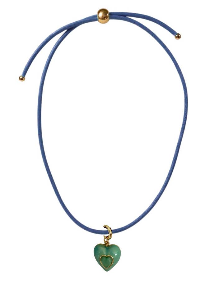 Hjerte Lædersnor Halskæde - Marineblå for engroshandel hos Smith and Co. Design