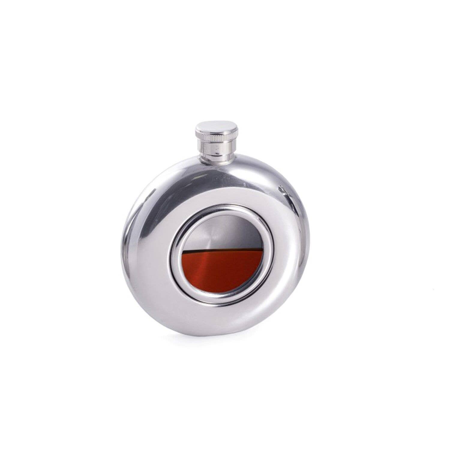 BeyBerk International – wholesale Plunta – 5 uns. rostfritt stål spegel Finish kolv med glas centrum