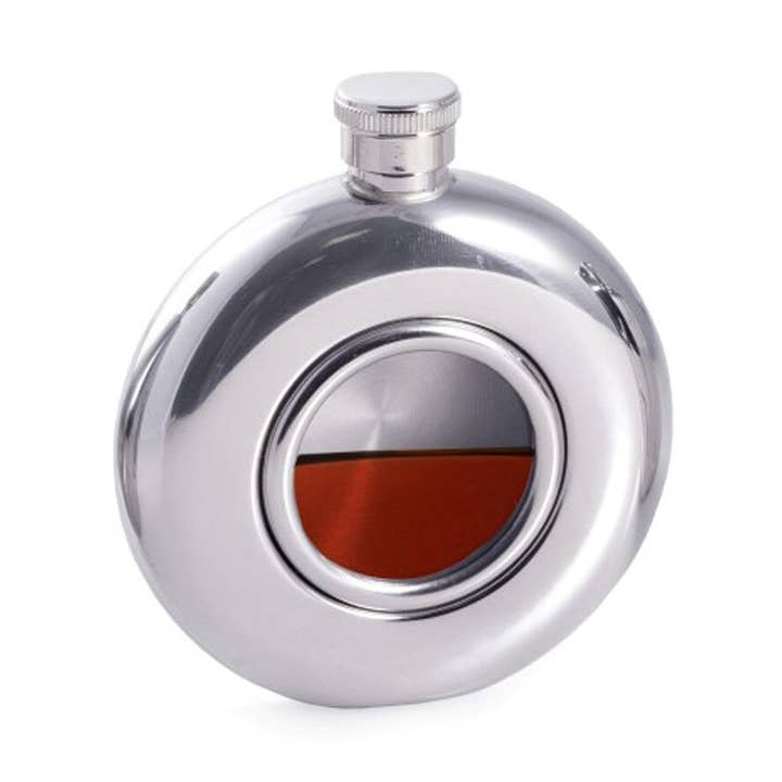 BeyBerk International – wholesale Plunta – 5 uns. rostfritt stål spegel Finish kolv med glas centrum0