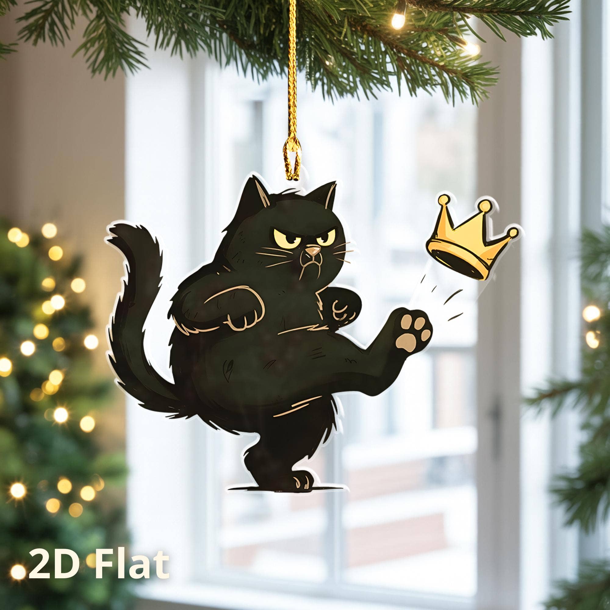 Embrova - Wholesale Ornament - No Kings Black Cat Acrylic  Ornament, Political Ornament0