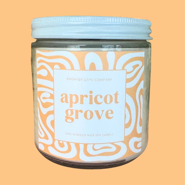 Vela de Soja em Madeira “Apricot Grove” Wick por atacado de Brighter Days Co.