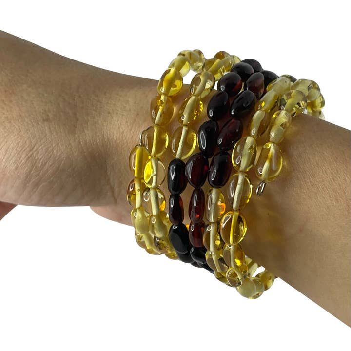 Amberman - Wholesale Armband met kralen - Multi Color Amber Memory Wire Armband