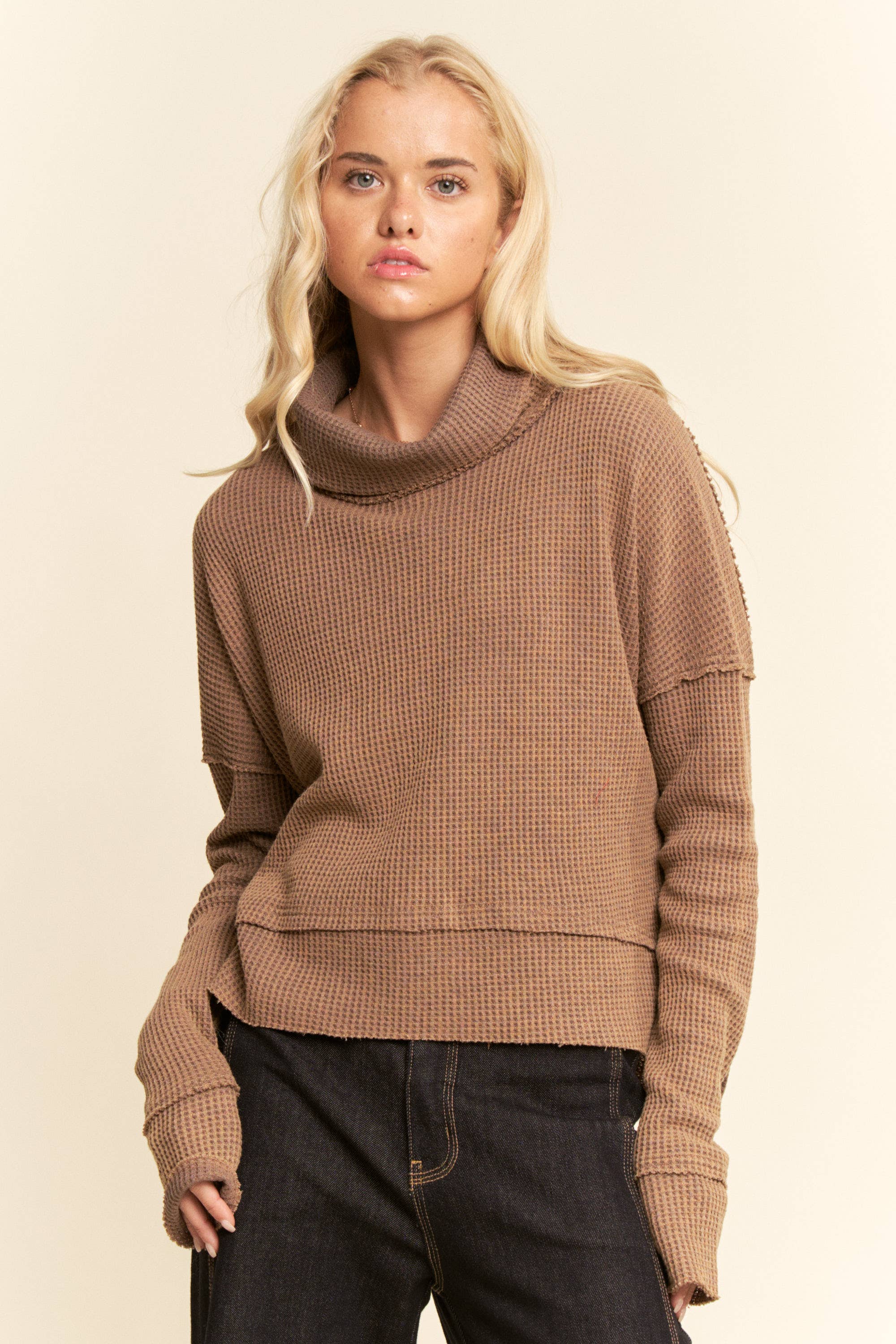 Davi & Dani - Wholesale Sweatshirt - Women's - TURTLE NECK SIDE SLIT SWEATSHIRTS9