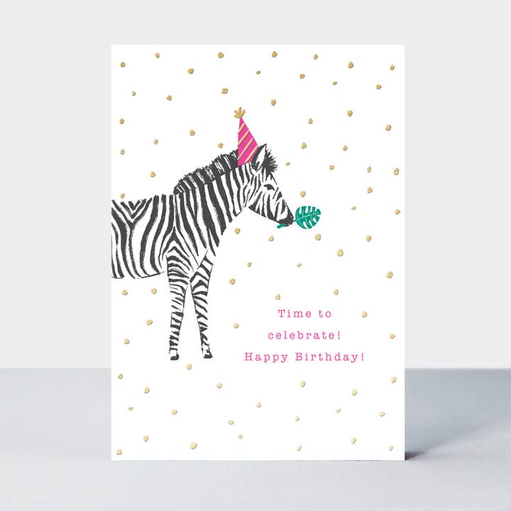 Flamant rose - Carte d'anniversaire zèbre pour fête d'anniversaire pour la vente par Rachel Ellen Designs