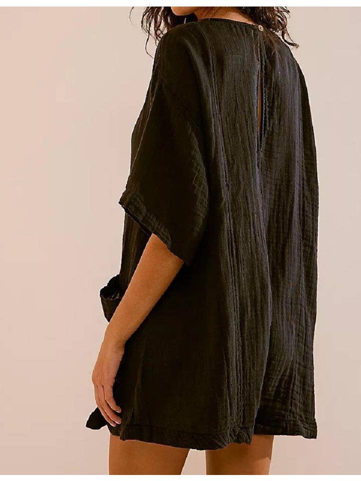 Sweetkama - Wholesale Romper - Dames - Romper met ruches en V-hals en gedrapeerde mouwen SKJ18116