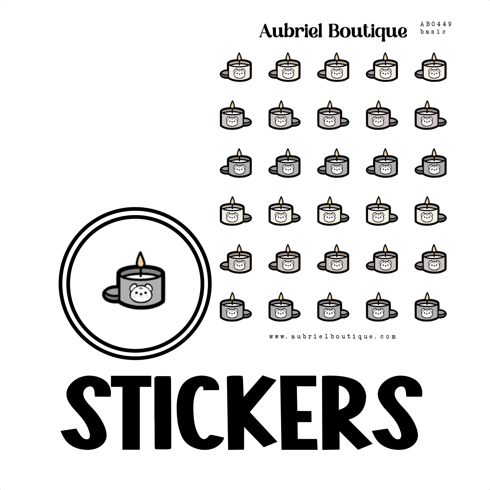 AubrielBoutique - Wholesale Sticker - CANDLES, planner stickers — AB04490