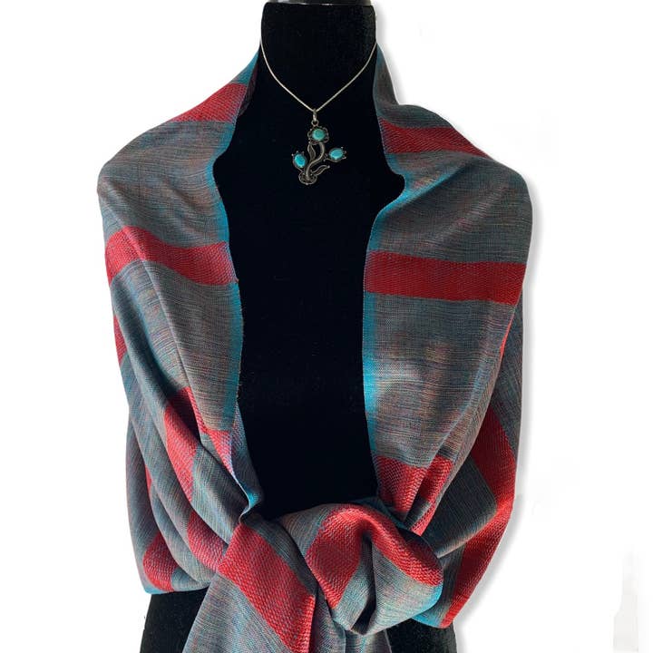Dandarah - Wholesale Scarf - Unisex - Helyat Handwoven Bamboo Viscose Scarf - Turquoise & Pink