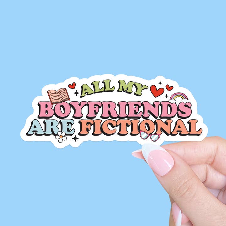 Tous mes copains sont fictifs, autocollant livresque, Smut pour la vente par Radical Buttons