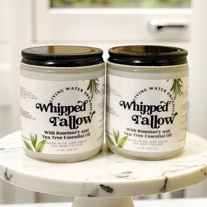 100% Grass Fed Whipped Tallow for Face, Hair, and Skin, Natural Tallow for wholesale by Living Water Organics