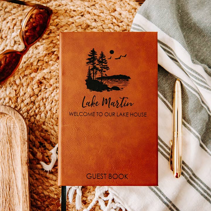 Custom Lake House Guest Book Journal - Vacation Home for wholesale by The Lillie Pad
