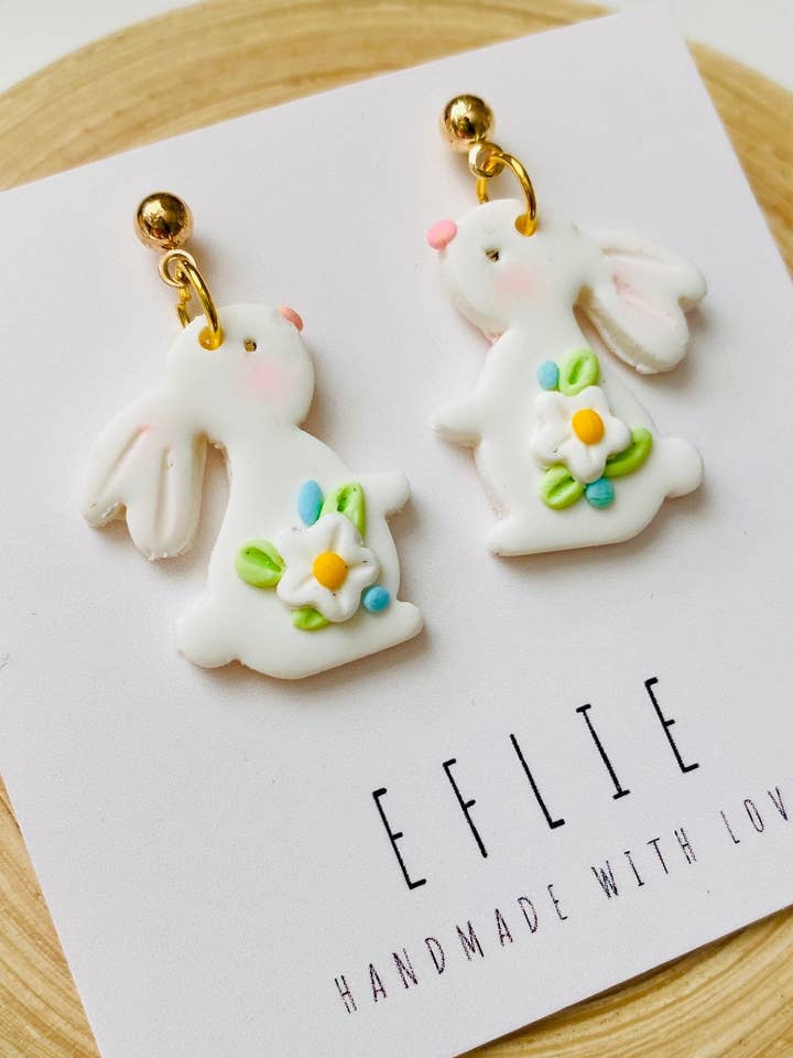 Påskharen Blommiga dinglande örhängen Semestergåva för wholesale av Eflie