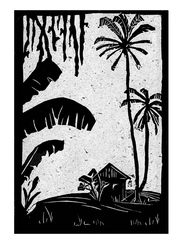 Maison hawaïenne sous les palmiers pour la vente par Just Write Arts