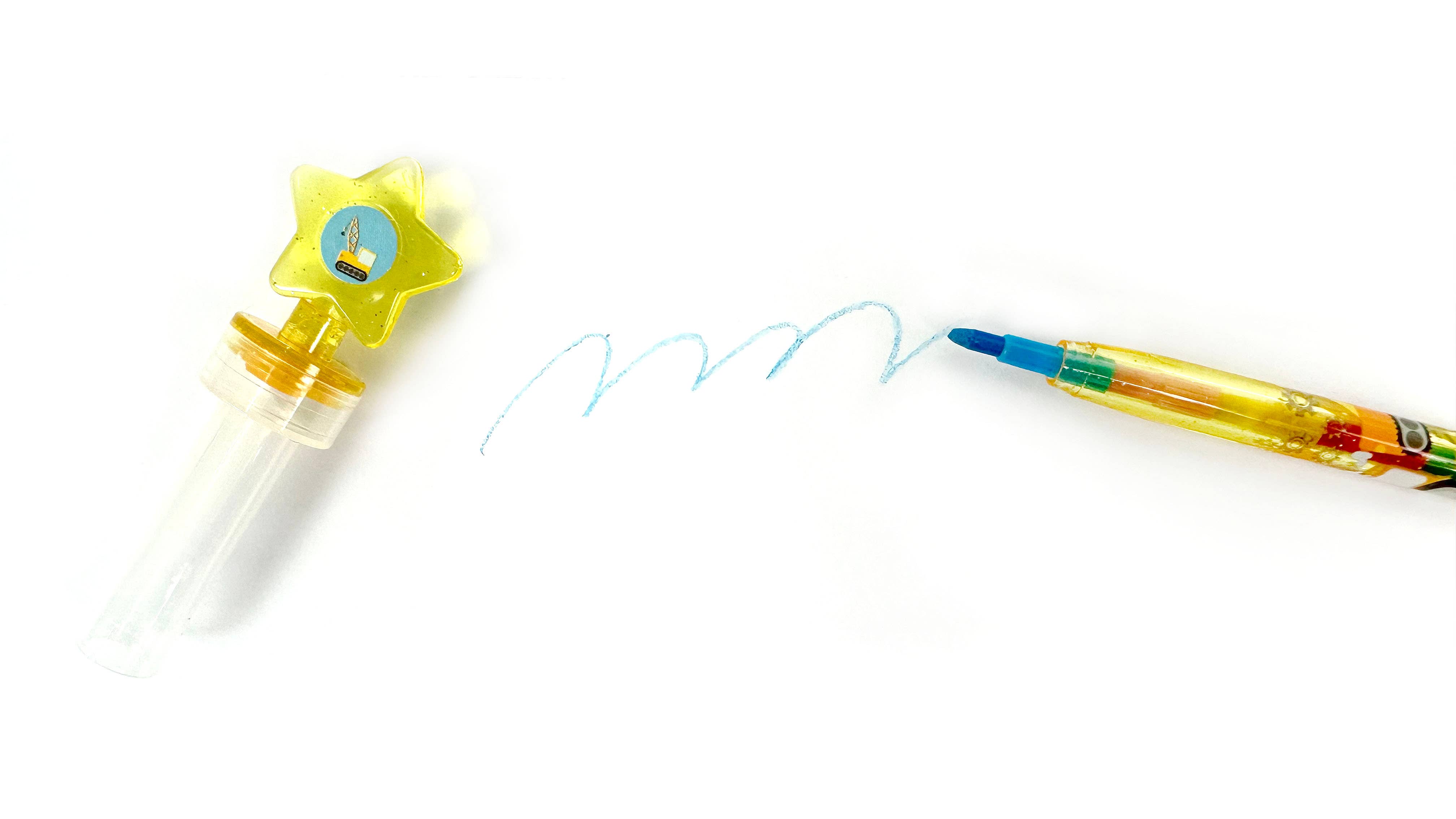 Tiny Mills – wholesale Crayons – Child & baby – Construction Stackable Crayon with Stamper Topper3