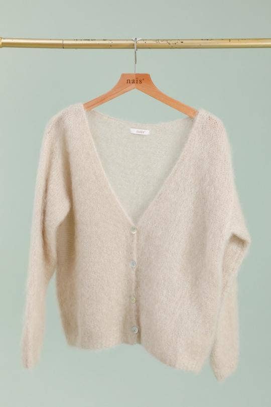 NAÏS PARIS – wholesale Cardigan – Women’s – V-neck cardigan with long sleeves in 80% kid mohair0