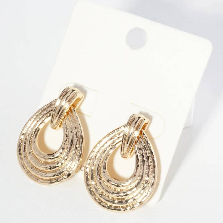 Wild Honey - Wholesale Dangle Earrings - Textured Metal Teardrop Post Earrings3