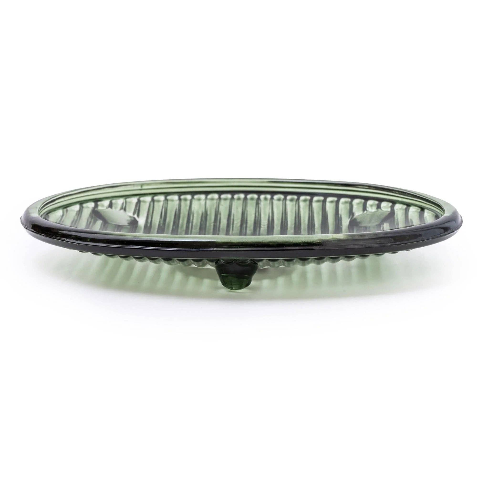 Candlelight Products Ltd – wholesale Bath soap dish – Green ribbed soap dish glass design 6PK1