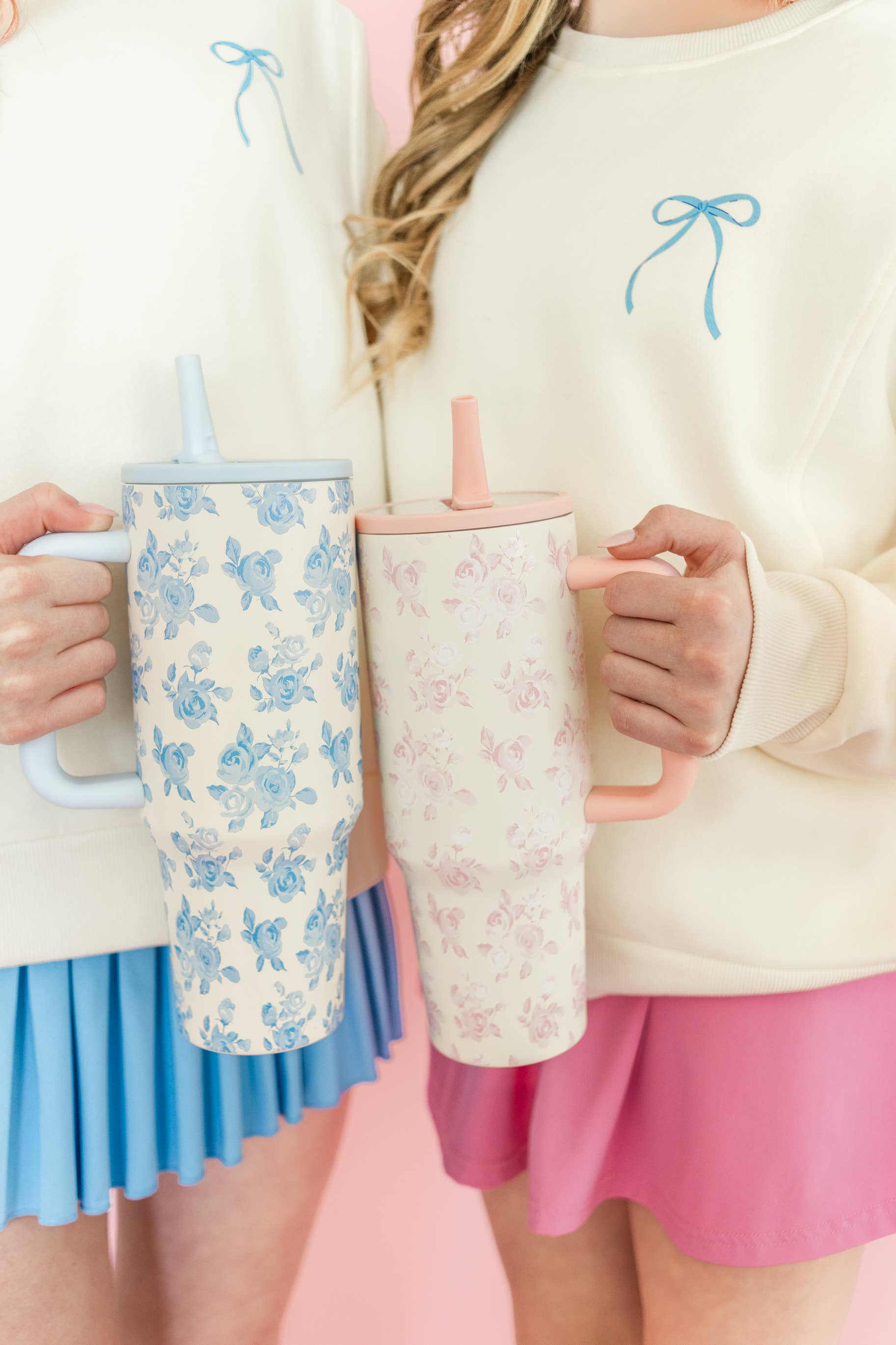 Rock Paper Scissors - Wholesale Insulated mug/tumbler - Pink Floral 40oz Tumbler with Spill Proof Lid and Flip Straw6