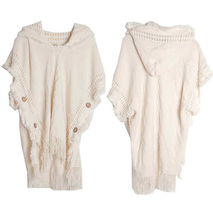 ACCITY - Wholesale Poncho - Women's - WOMEN PONCHO SWEATER COZY CAPE WITH HOOD_CWASC0114