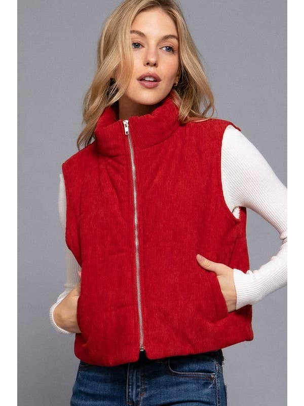 Vanilla Monkey - Wholesale Outerwear Vest - Women's - Corduroy Puffer Vest2