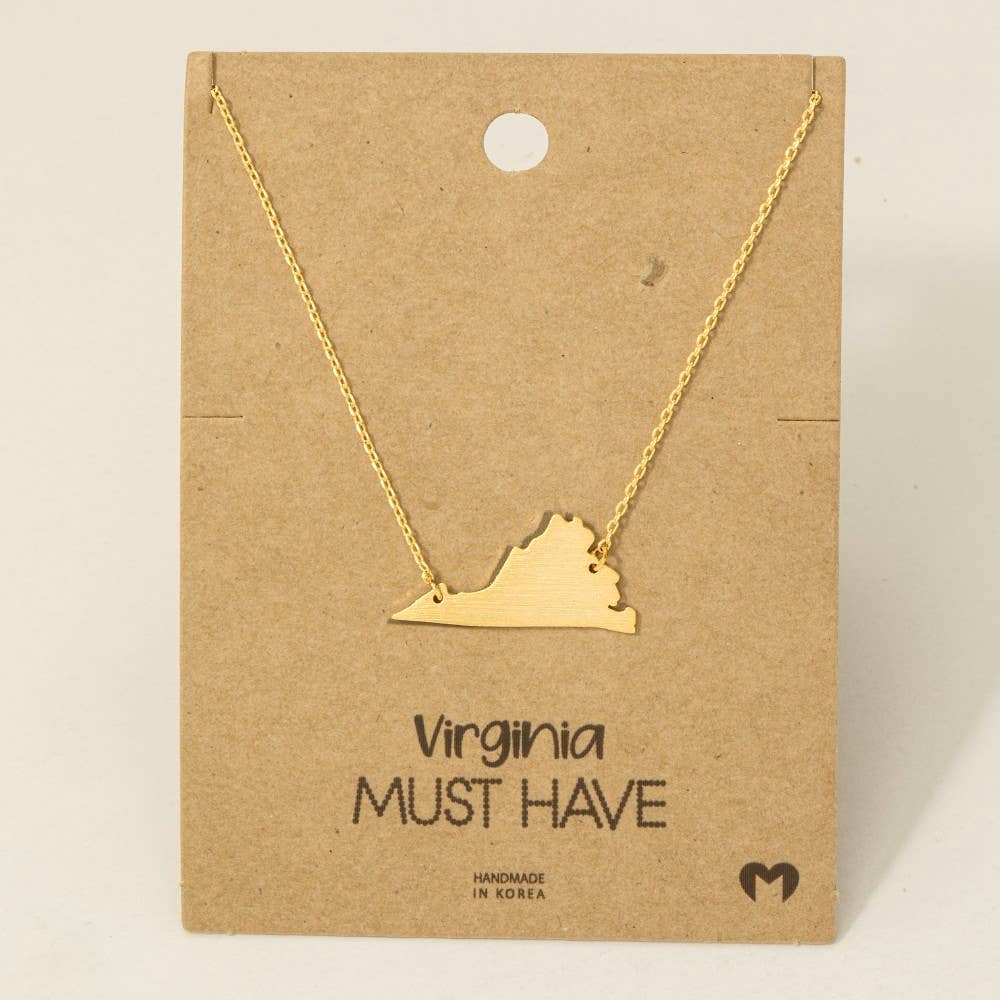 Fame Accessories - Wholesale Pendant/Charm Necklace - Virginia State Pendant Necklace1
