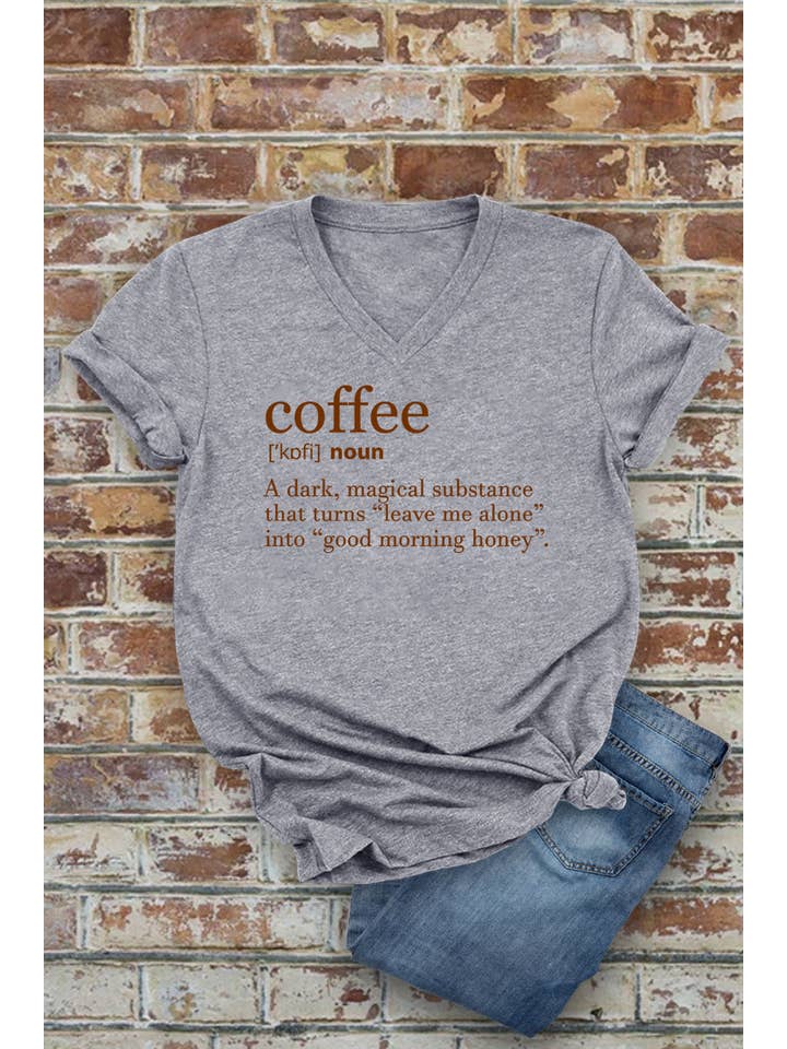 Top Avenue - Wholesale Screen Printed T-Shirt - Women's - Coffee Definition, Unisex V-Neck T-Shirt8