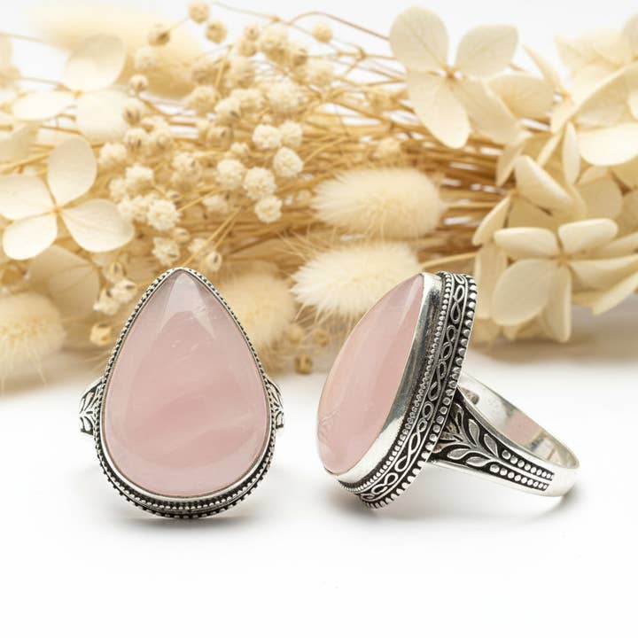Rose Quartz Stone Ring for wholesale by Produtos Namasté