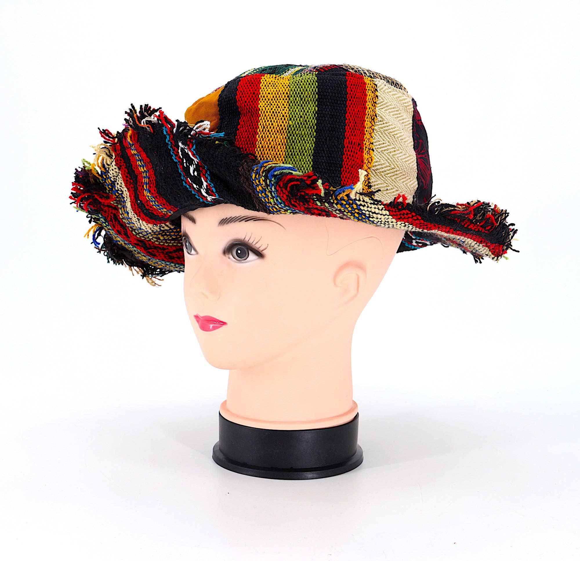 Himalaya Handmade – Chapéu de pescador - Mulher por atacado – Chapéu boêmio artesanal de retalhos hippie de cânhamo4