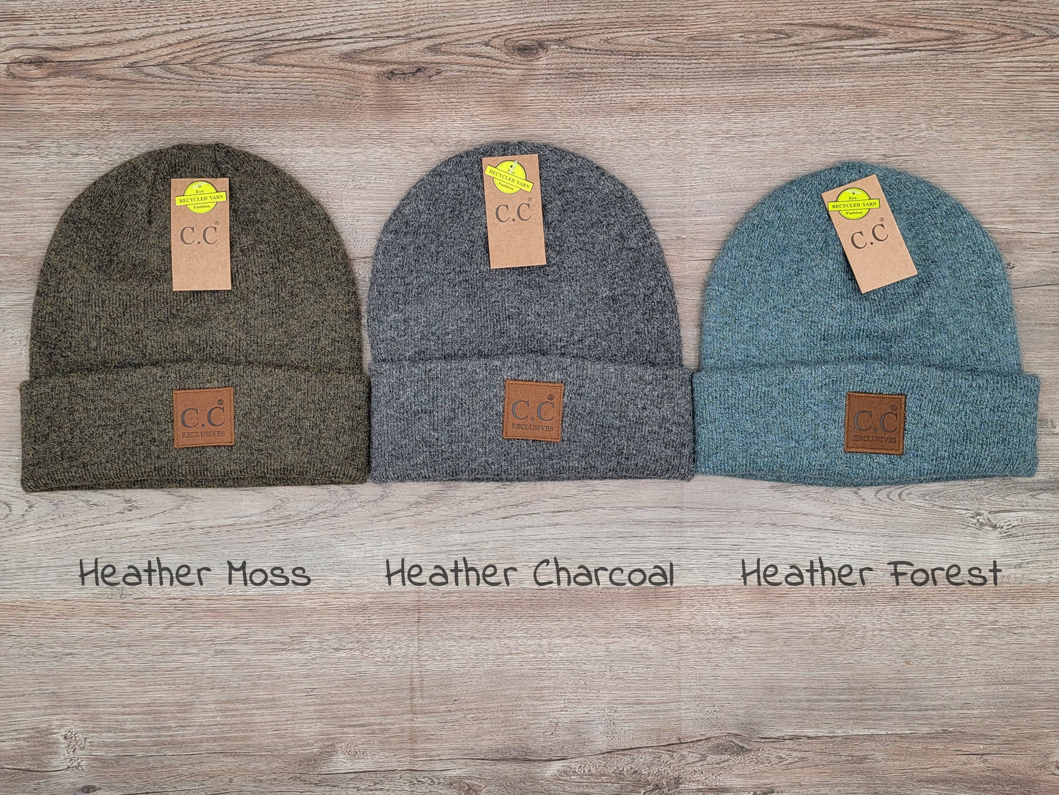Treasure Bank - Wholesale Beanie - Women's - C.C HEATHER KNIT BEANIE HAT WITH C.C SUEDE PATCH2