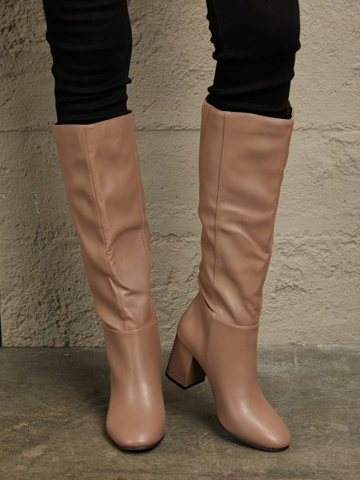 East Lion Corp Block Heel Knee High Boots for wholesale by Beyond Apparel