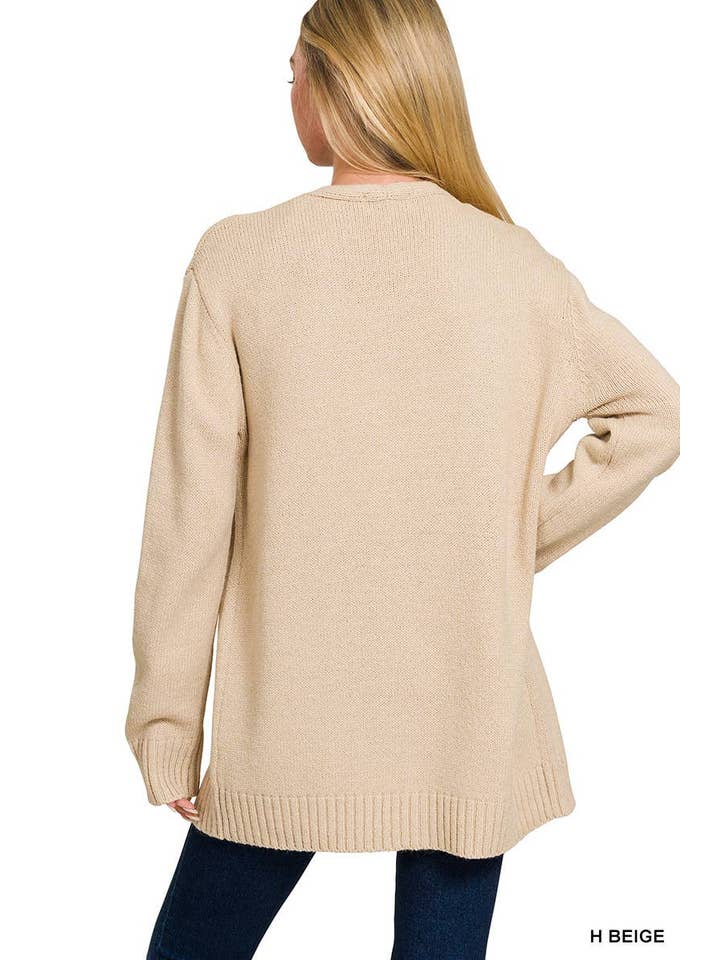 H BEIGE Open Front Sweater Cardigan for wholesale on Faire2